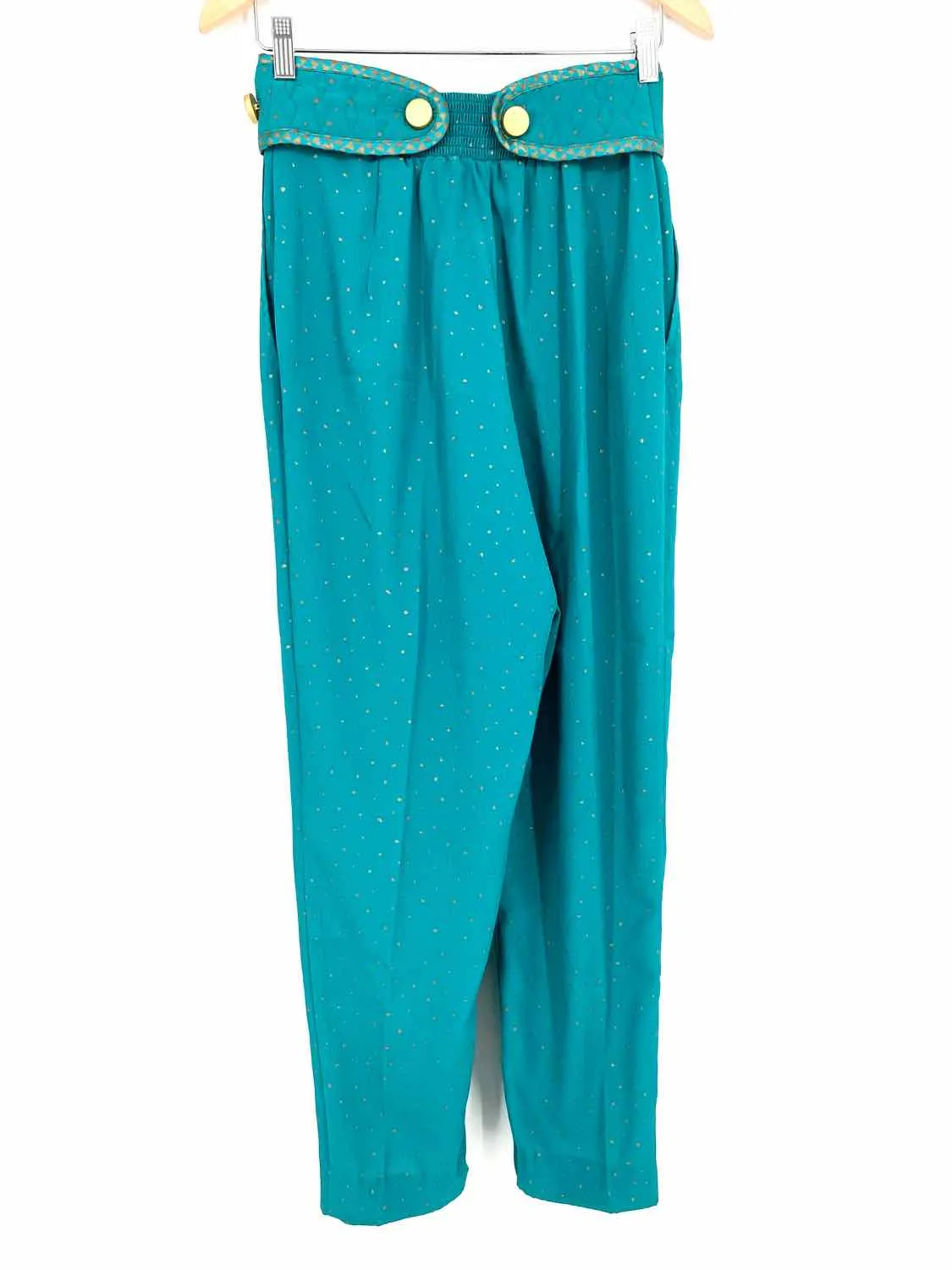 Jeanne Marc Women's Green Flowy Polyester Blend Polka Dot Size S Pants Set