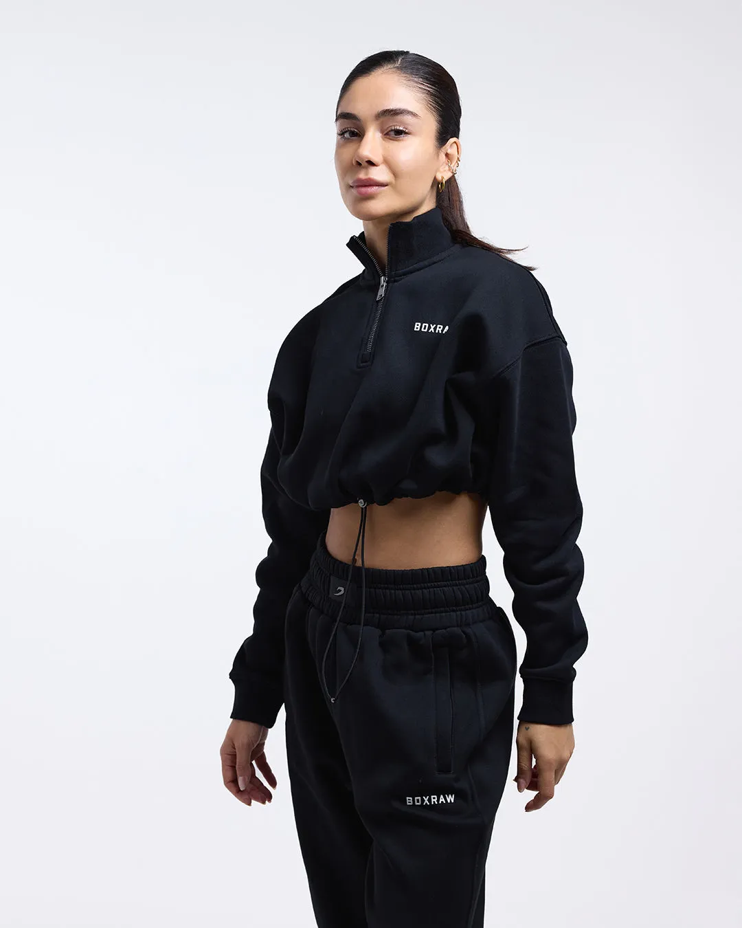 Johnson Cropped 1/4 Zip - Black