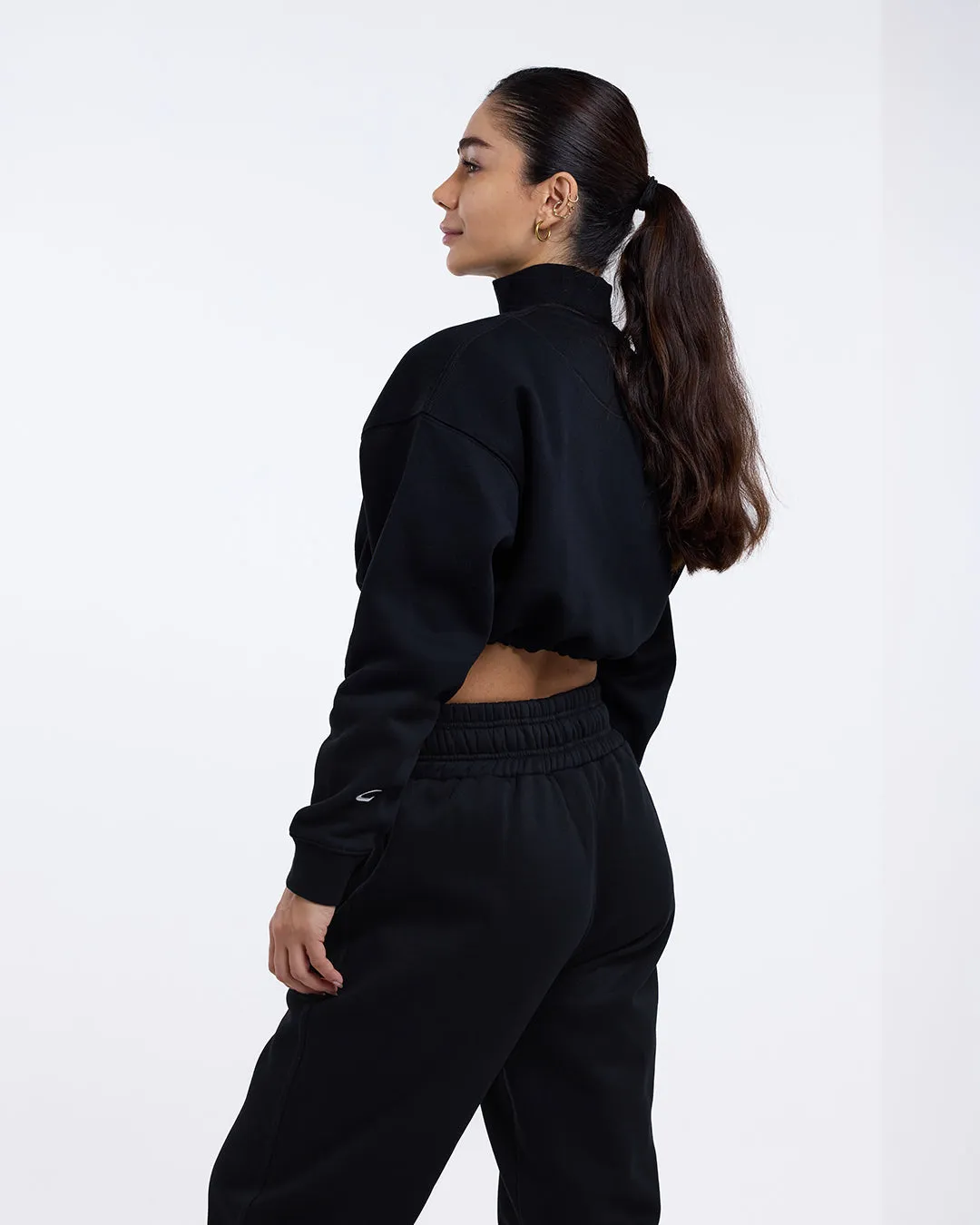 Johnson Cropped 1/4 Zip - Black