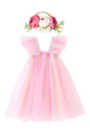 Ketty More Toddler Baby Girls Amazing Flying Sleeve Square Neck Thin Comfortable Princess Party Dress-BTGD68753