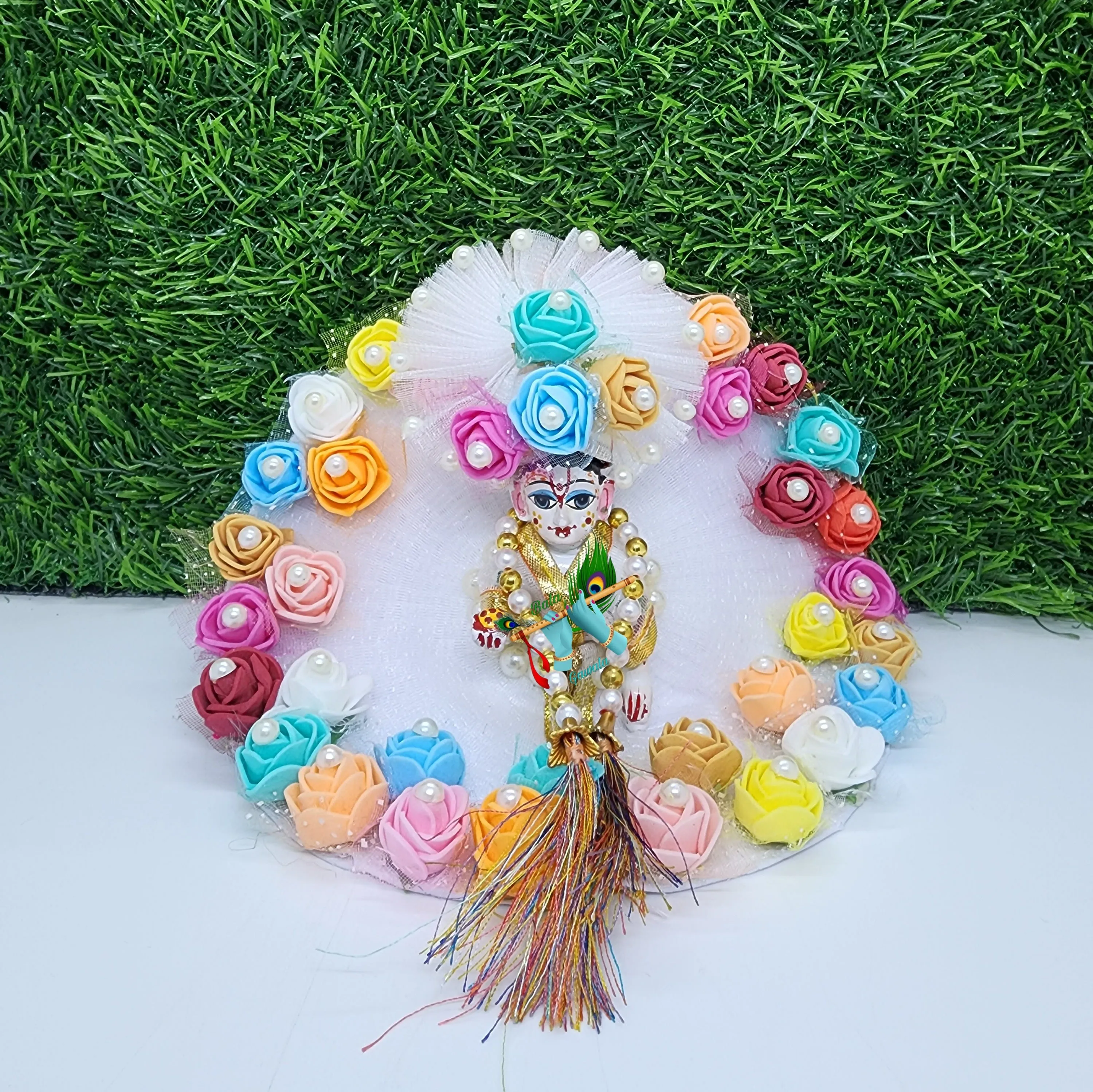 laddu gopal cute multi foam dress with pagdi and patka