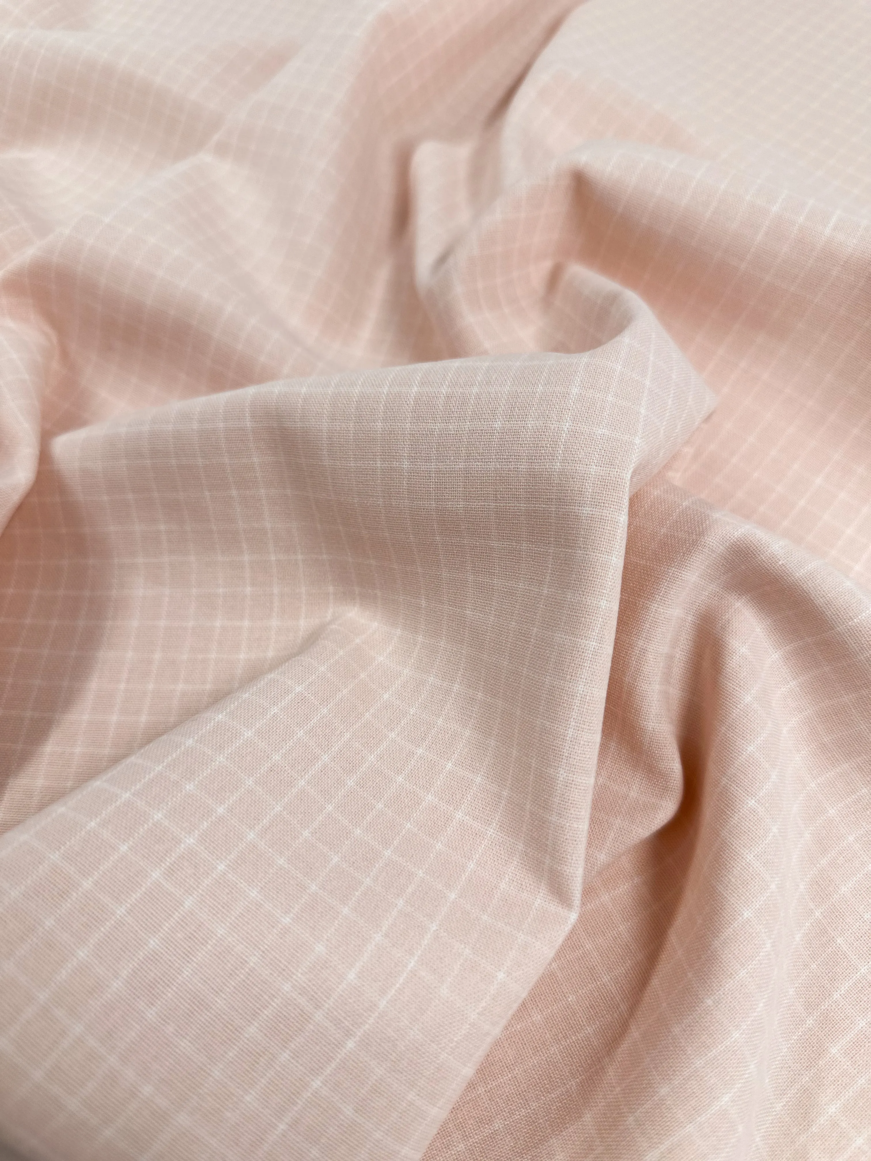 Linen Rayon Grid - Pale Peach - 145cm