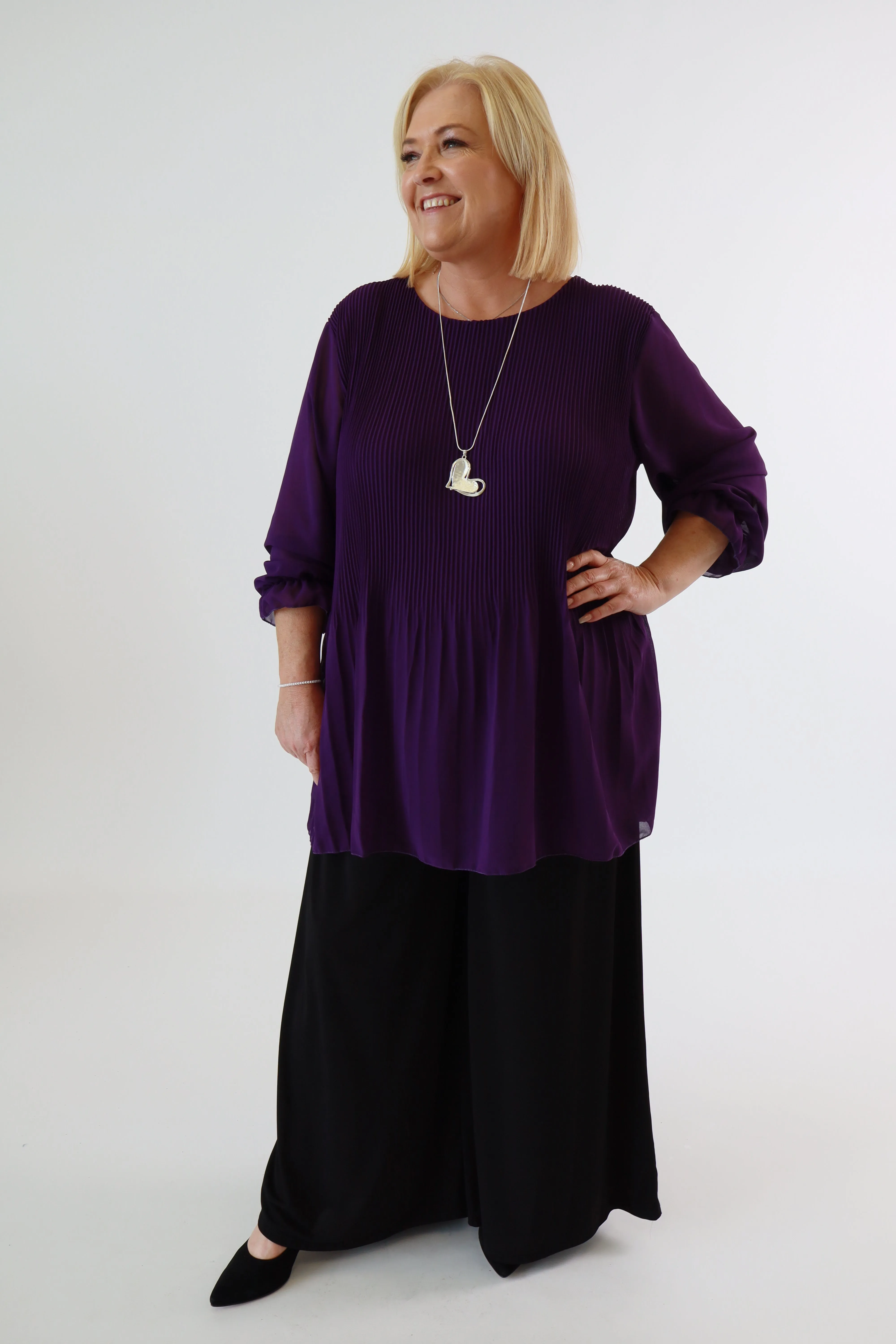 Maizie Pleated Blouse in Purple