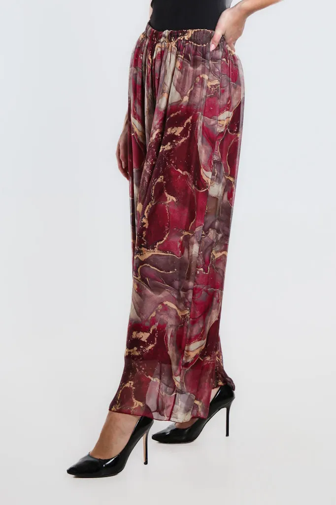 Marble Roxy Silk Straight Leg Pant (PL212M)