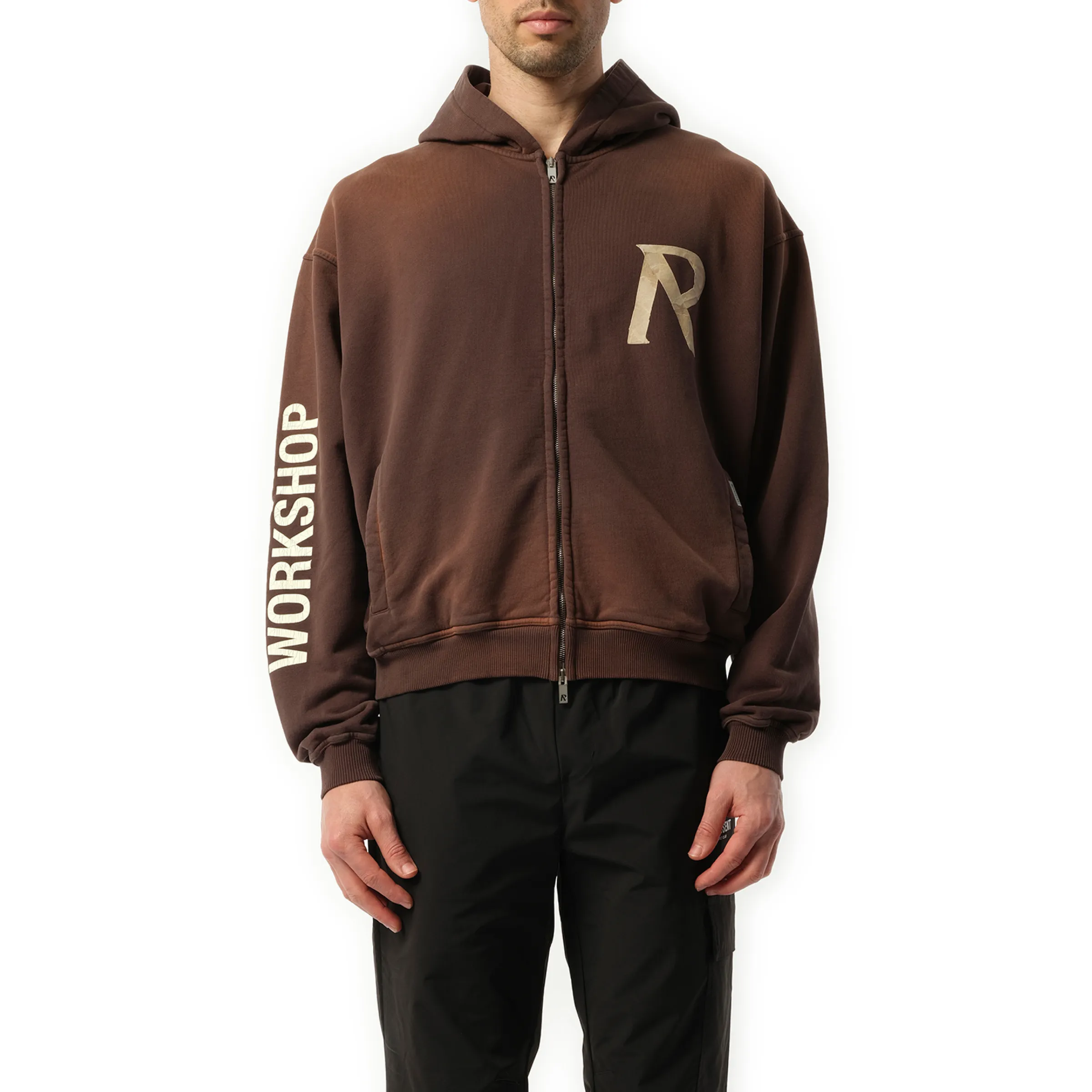 Masking Tape Initial Zip Hoodie in Cedar