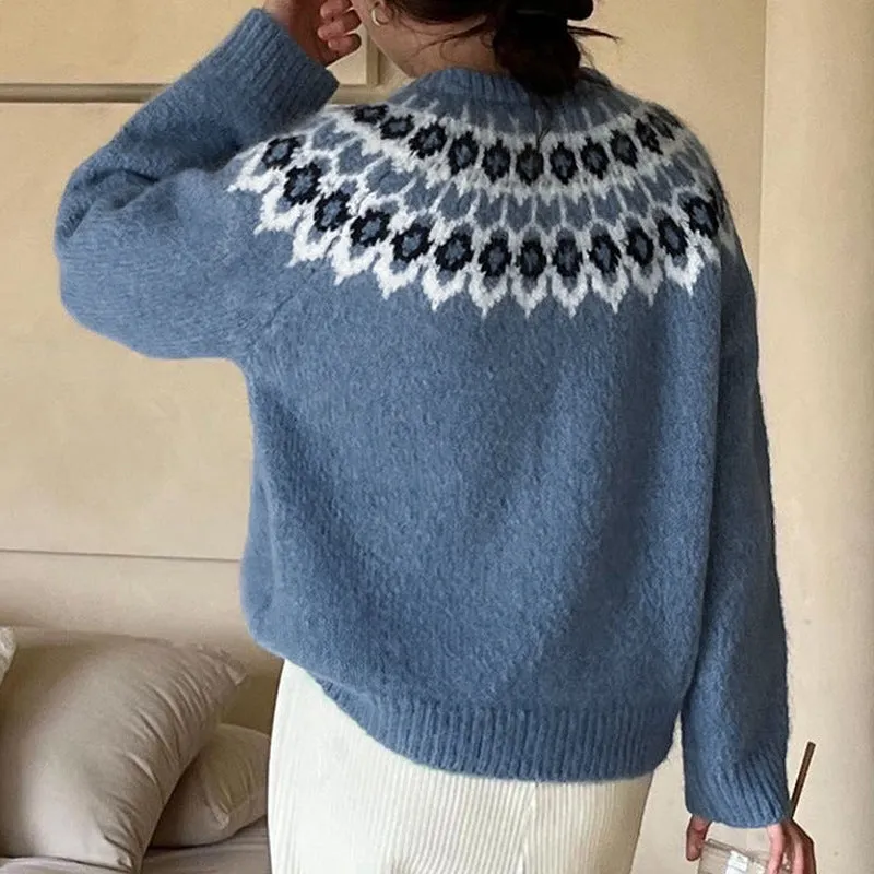 METAVERSMALL autumn new women's ethnic style pullover sweater Korean ins style casual versatile knitted sweater