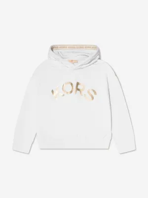 Michael Kors Girls Logo Print Hoodie in White