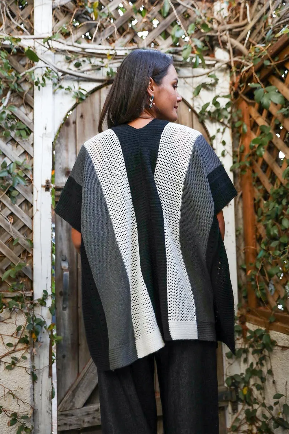 Multi-colored Striped Knit Poncho