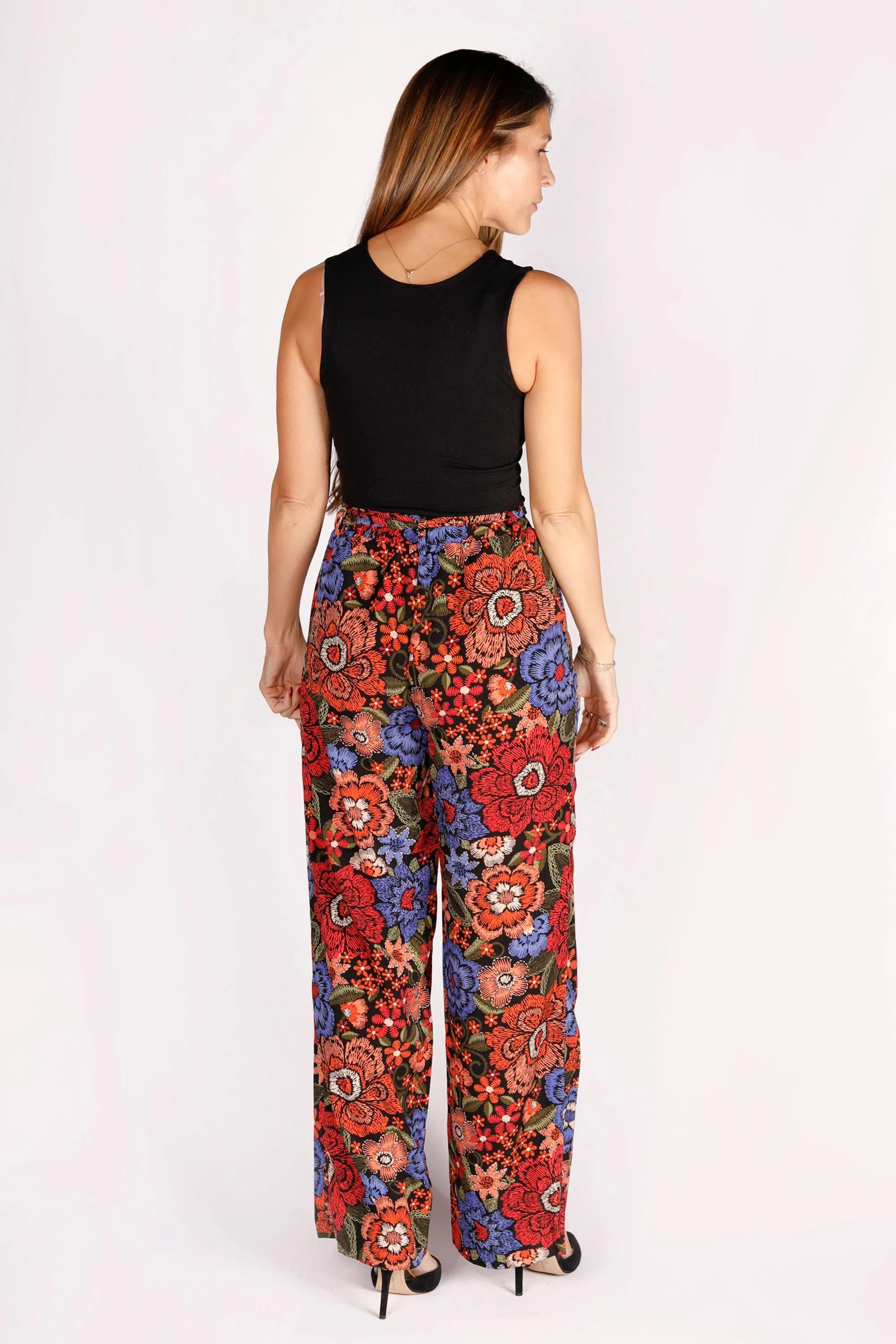 Multi Floral Tie Pant - FINAL SALE