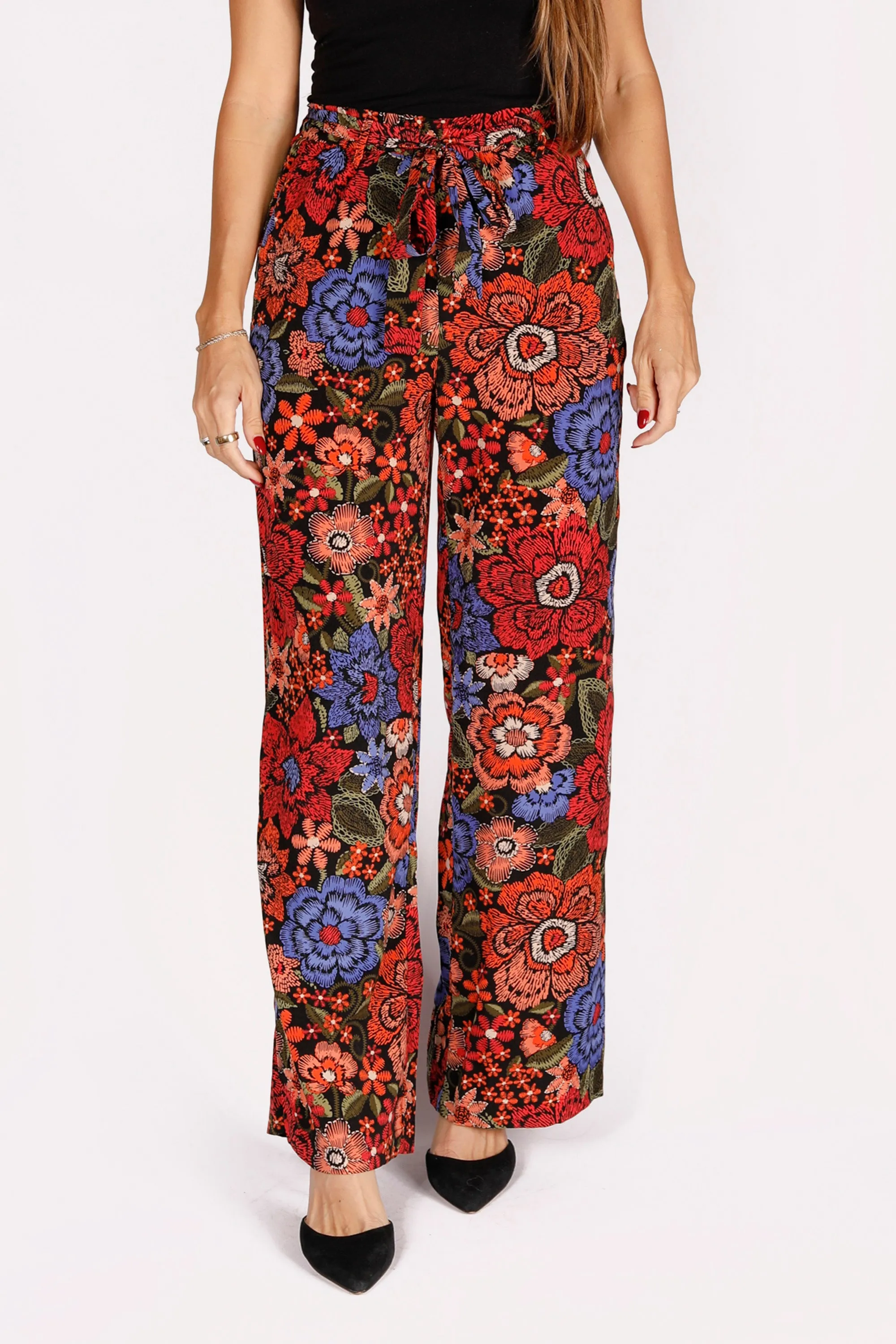 Multi Floral Tie Pant - FINAL SALE