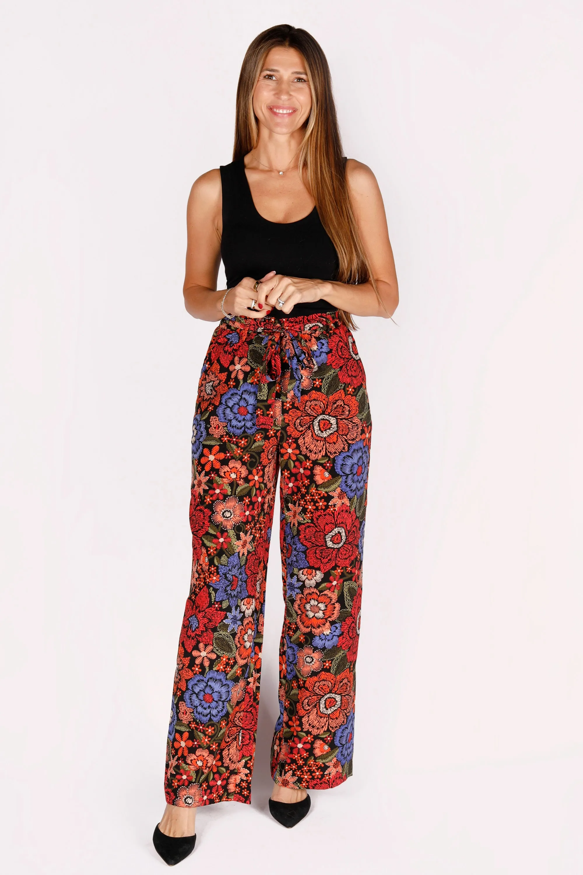 Multi Floral Tie Pant - FINAL SALE