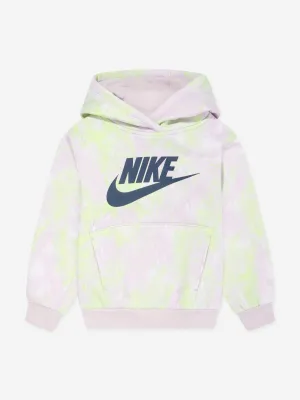 Nike Girls Printed Club Hoodie in Purple