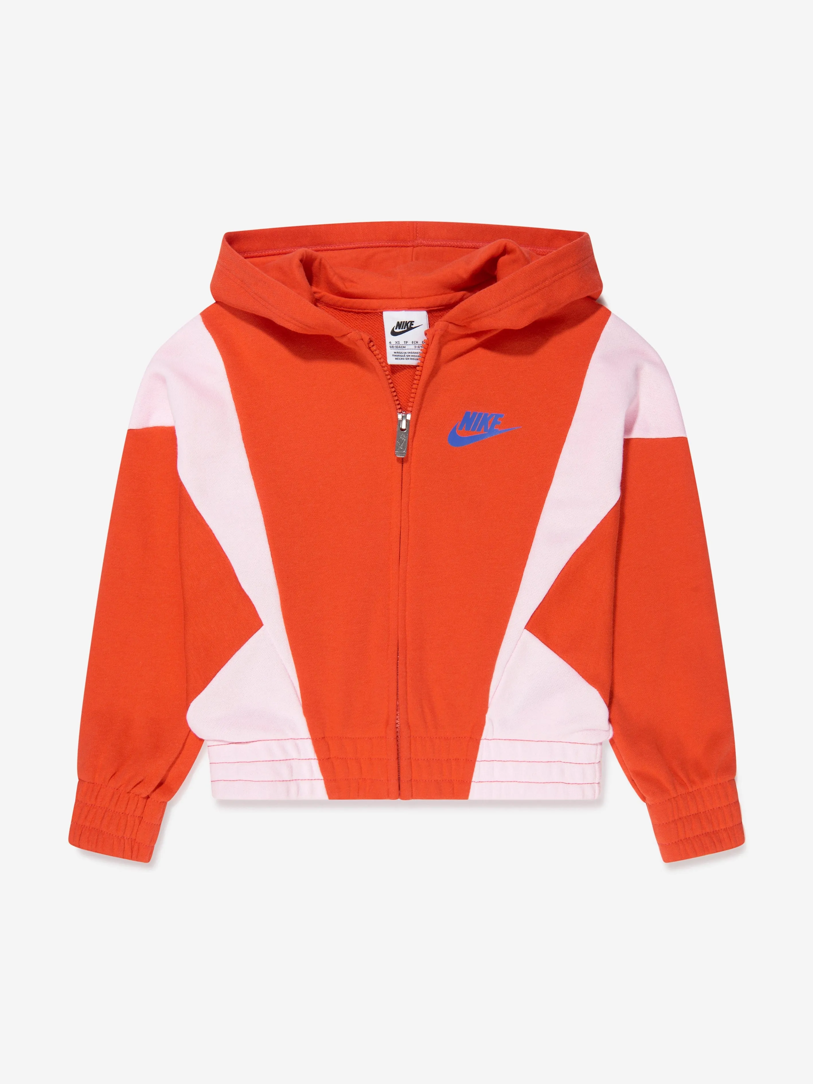 Nike Girls Swoosh Full Zip Hoodie in Red