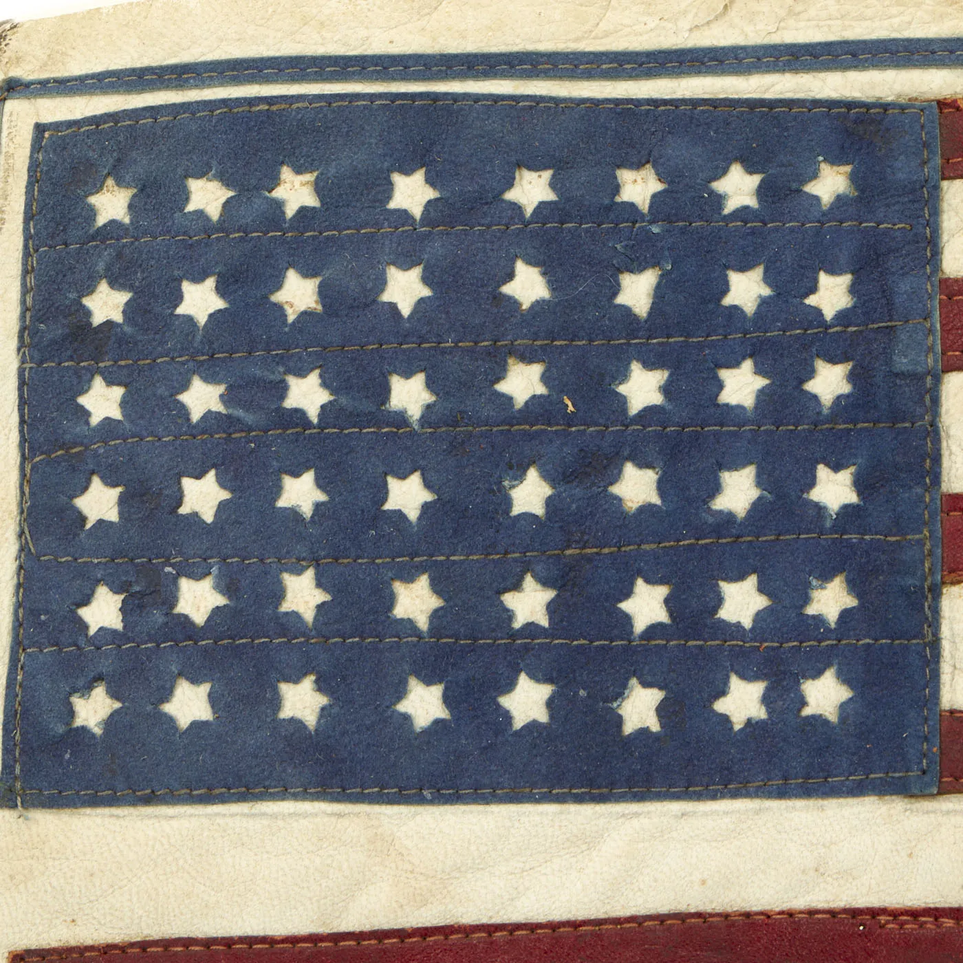 Original U.S. WWII US Army Air Forces CBI A2 Jacket American Flag Multi-Piece Leather Patch - 10” x 7 ½”