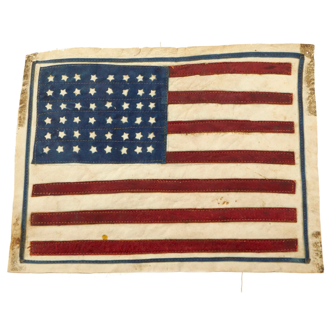 Original U.S. WWII US Army Air Forces CBI A2 Jacket American Flag Multi-Piece Leather Patch - 10” x 7 ½”