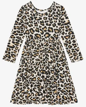 Posh Peanut Tan Lana Leopard L/S Twirl Dress