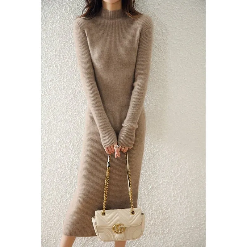 Pure Merino Wool Knitted Dress - Luxuriously Comfortable and Elegant