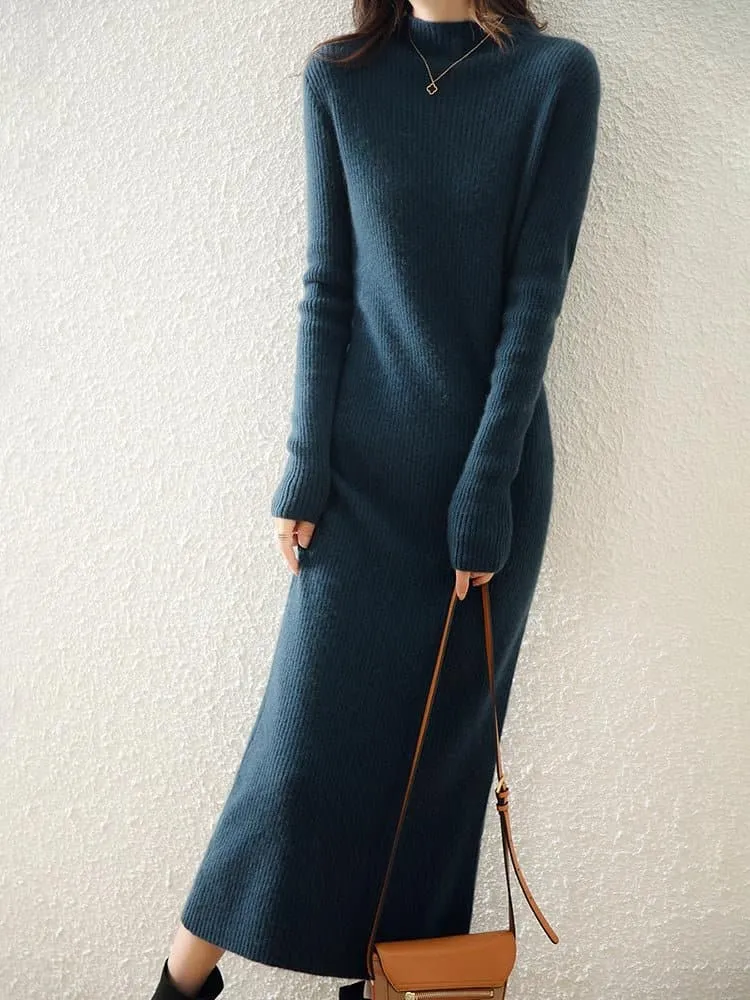 Pure Merino Wool Knitted Dress - Luxuriously Comfortable and Elegant