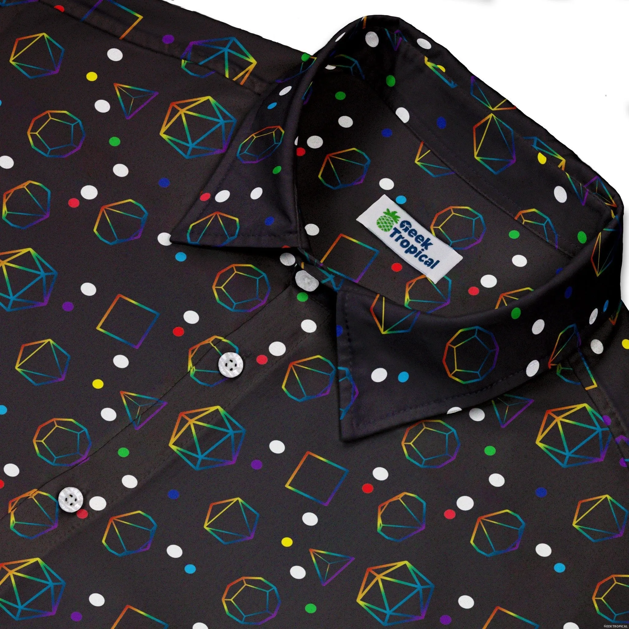 Rainbow LGBTQ  Pride DND Dice Button Up Shirt