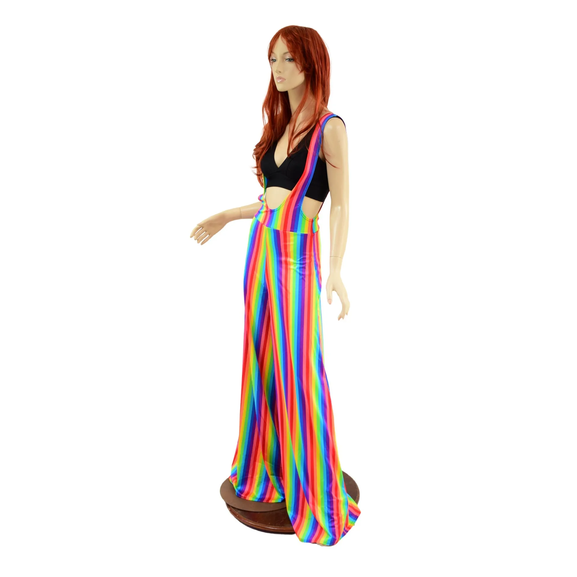 Rainbow Stripe Wide Leg Suspender Pants (Top Sold Separately)