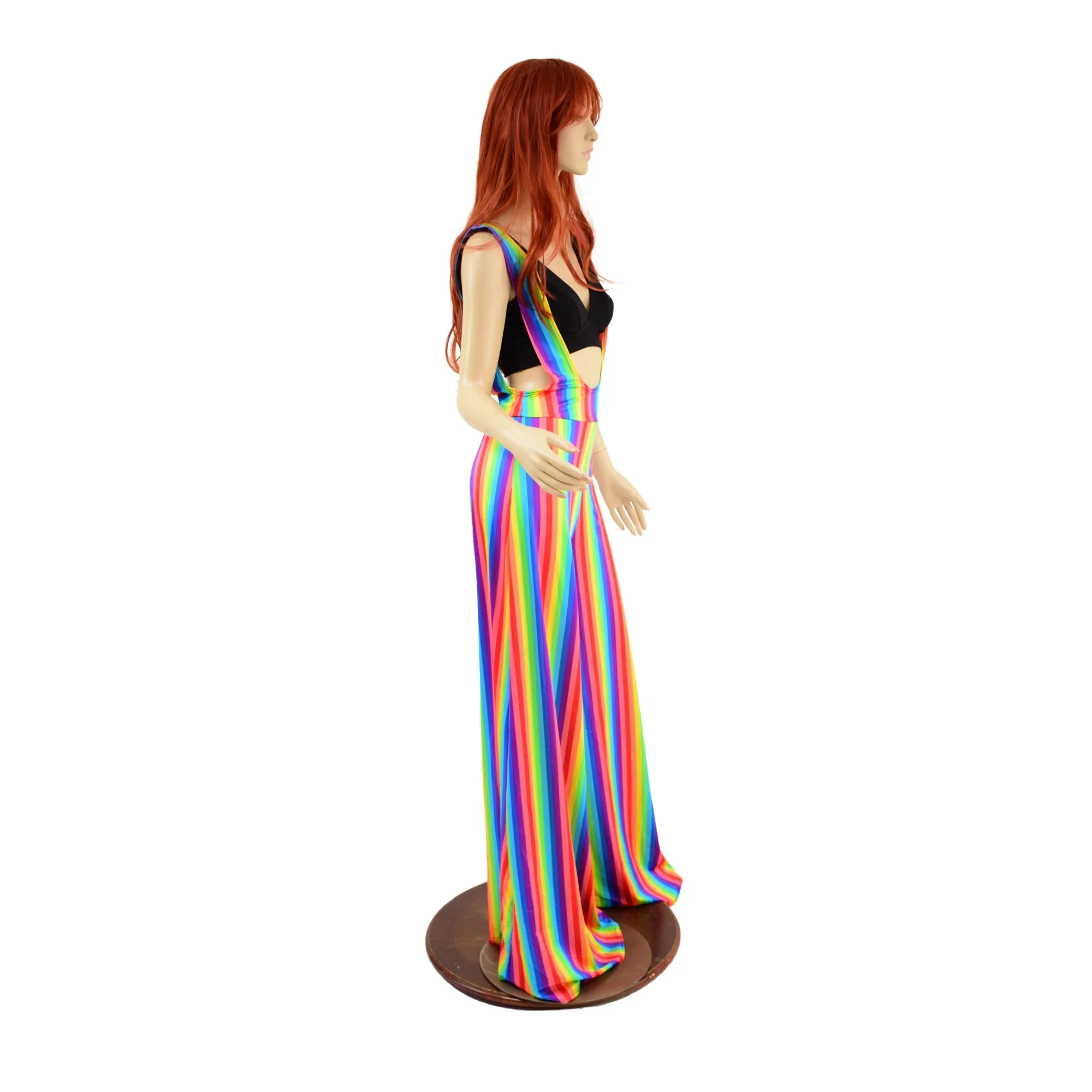 Rainbow Stripe Wide Leg Suspender Pants (Top Sold Separately)