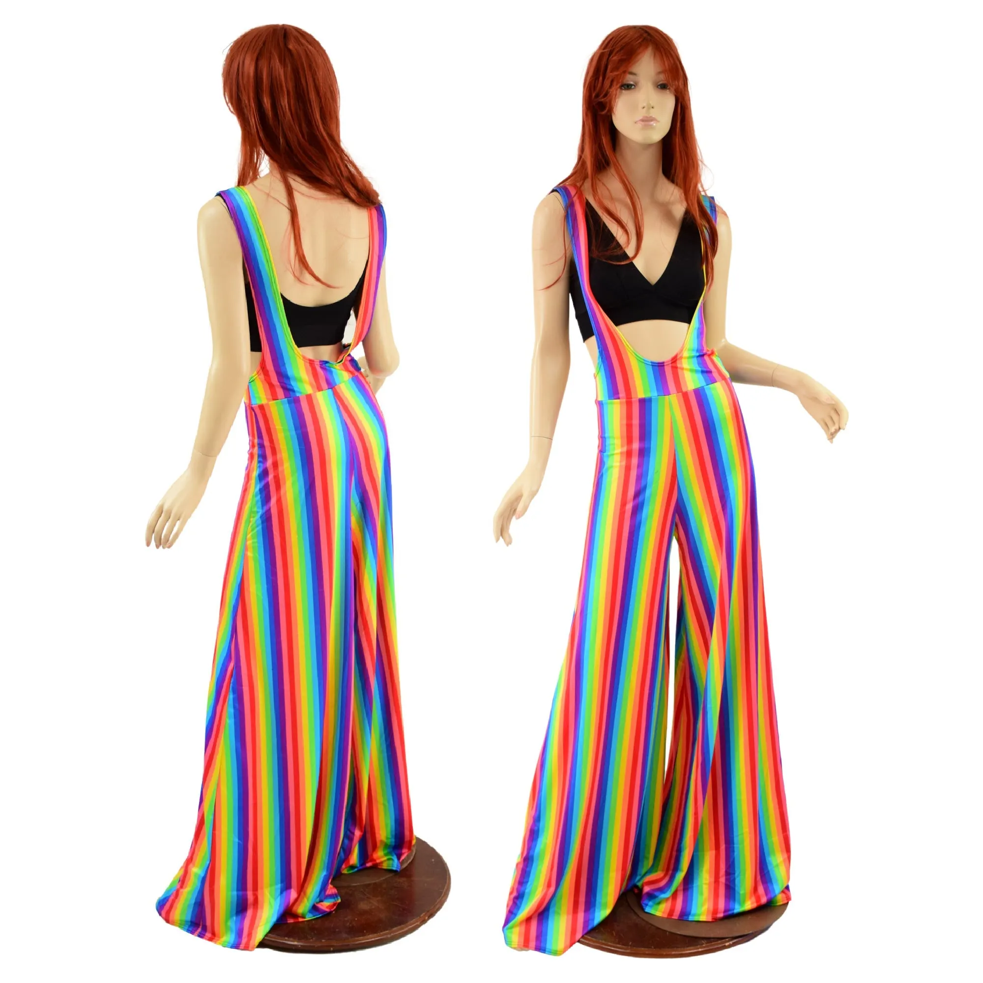 Rainbow Stripe Wide Leg Suspender Pants (Top Sold Separately)