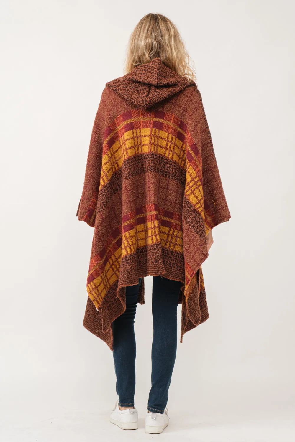 RAJ CARRIE HOODED PONCHO RUANA BURNT UMBER