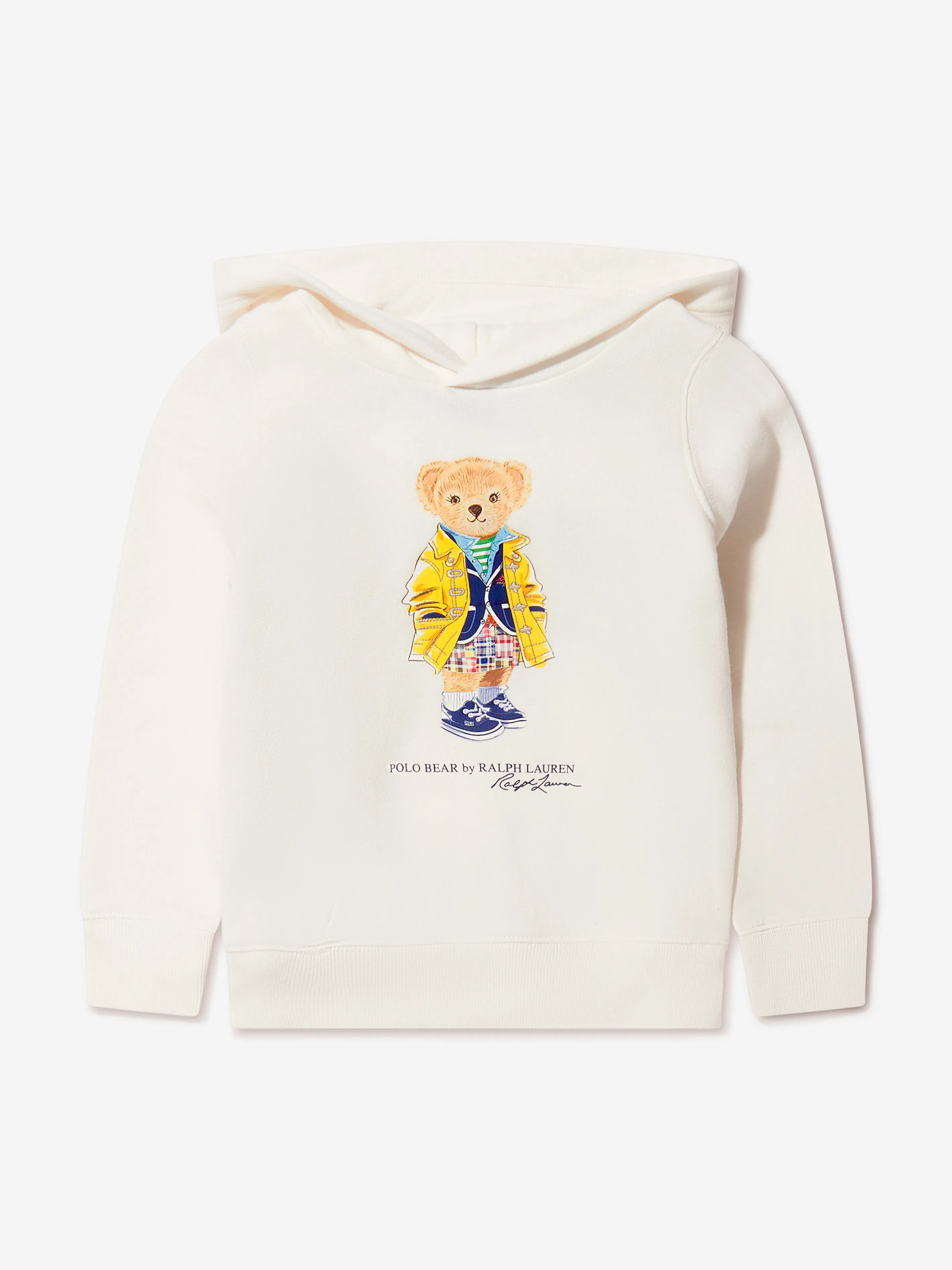 Ralph Lauren Girls Bear Hoodie in Ivory