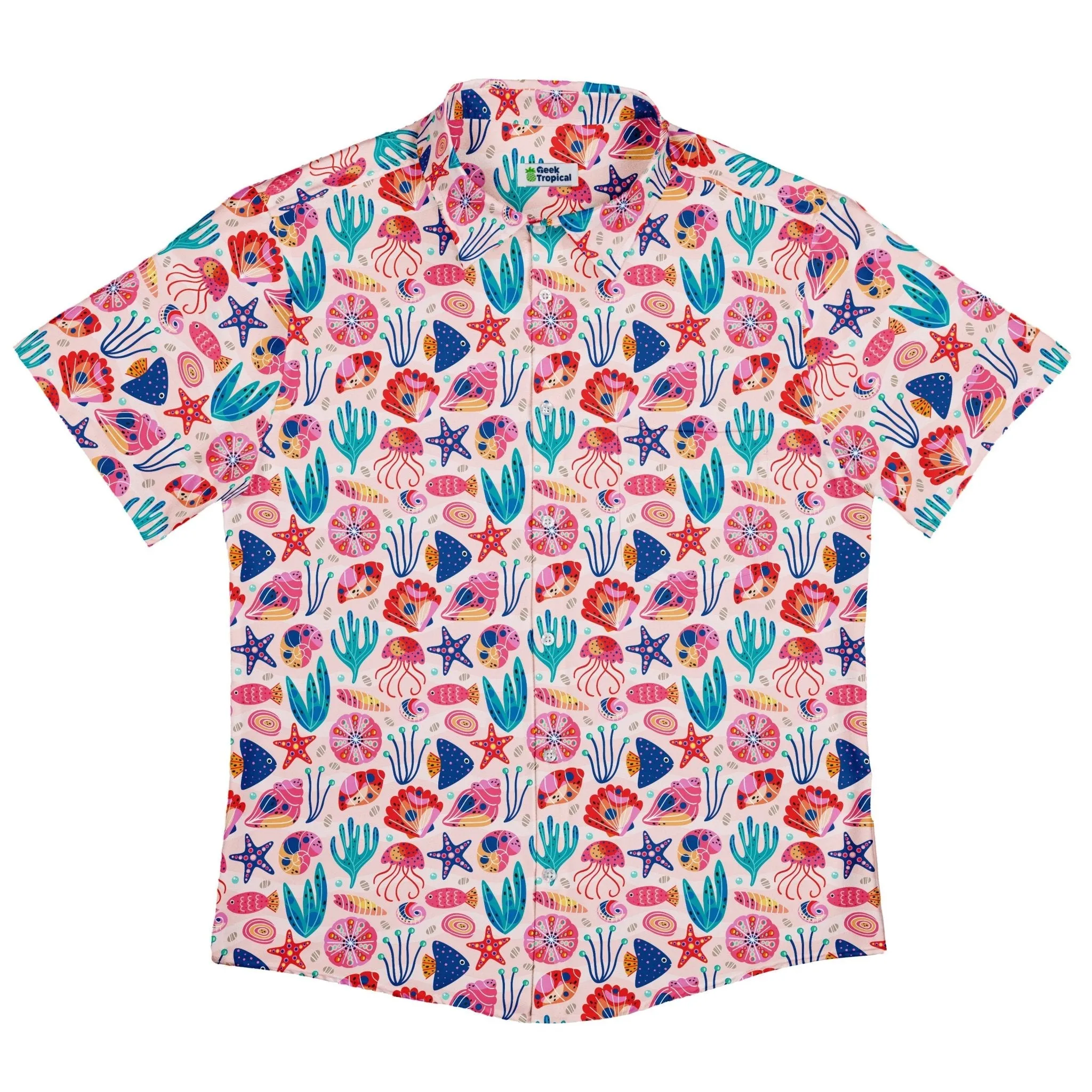 Science Cute Marine Biology Pink Button Up Shirt