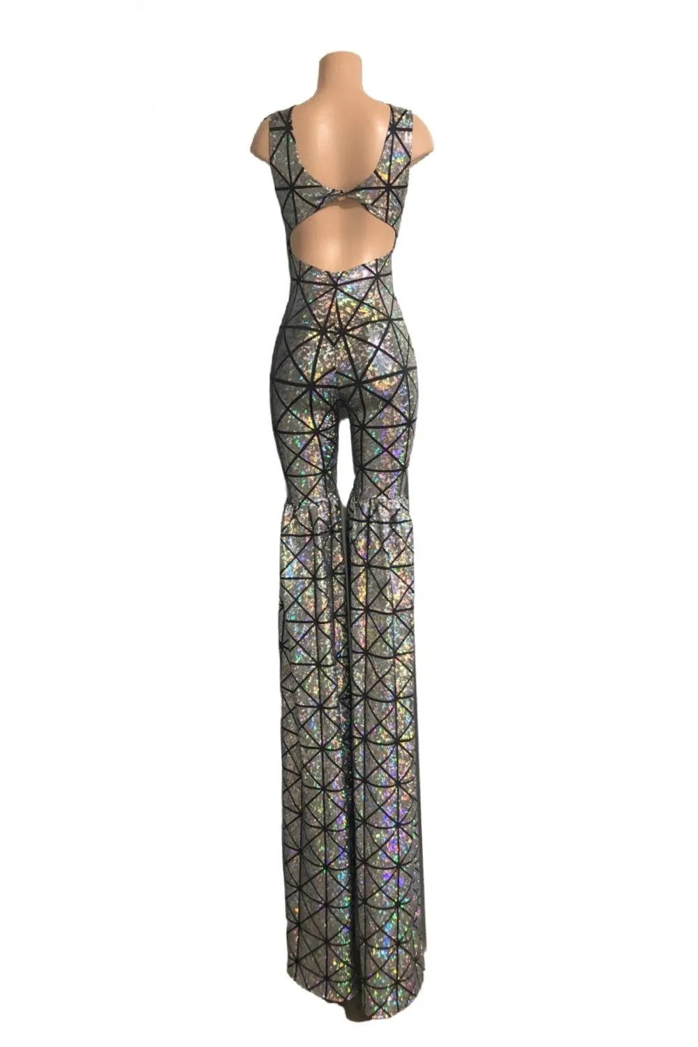 Silver Holographic Twist Back Stilting Costume