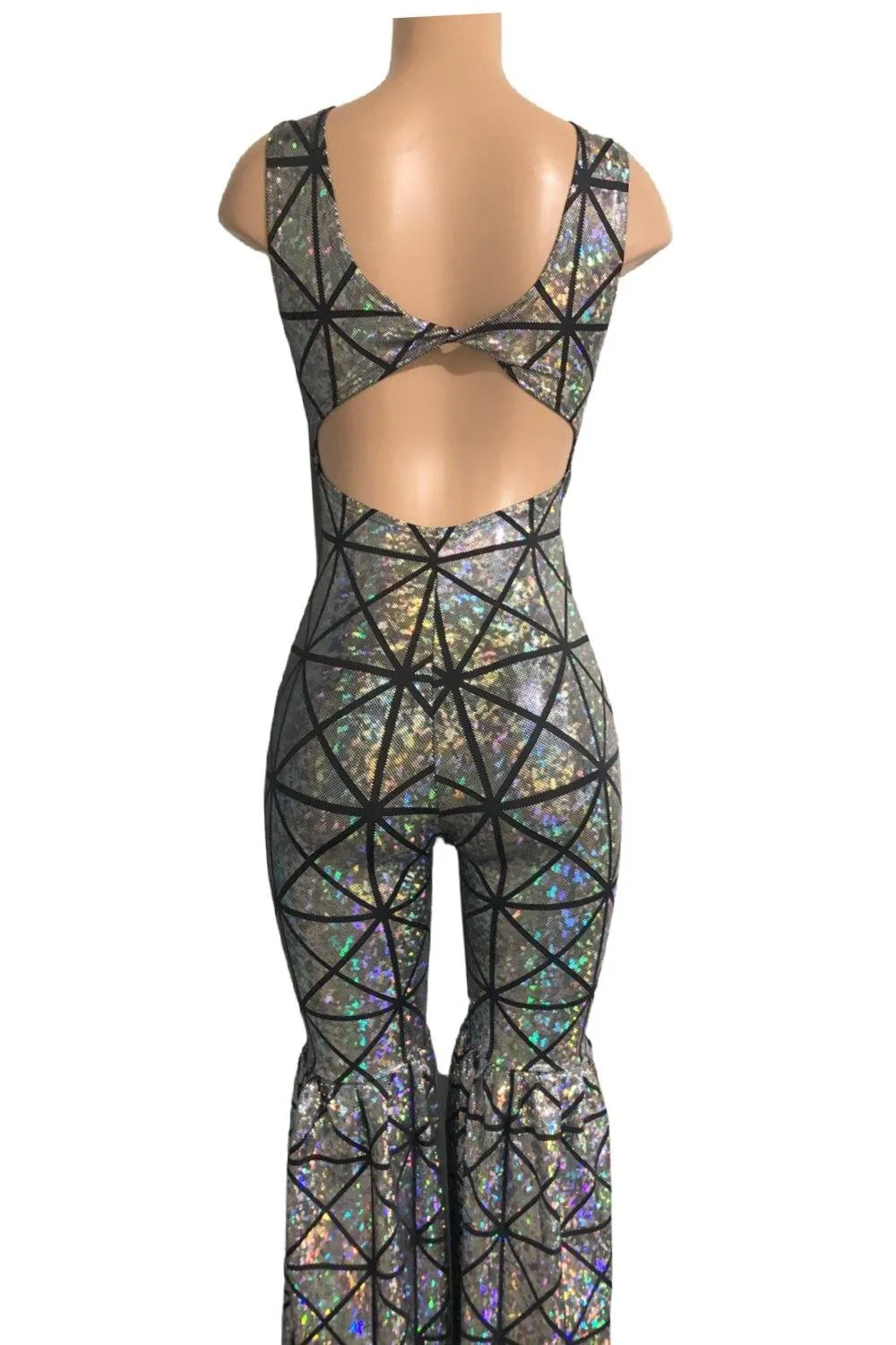 Silver Holographic Twist Back Stilting Costume