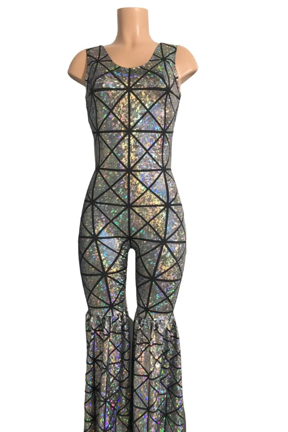 Silver Holographic Twist Back Stilting Costume