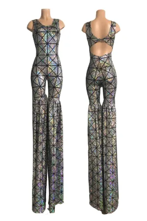 Silver Holographic Twist Back Stilting Costume