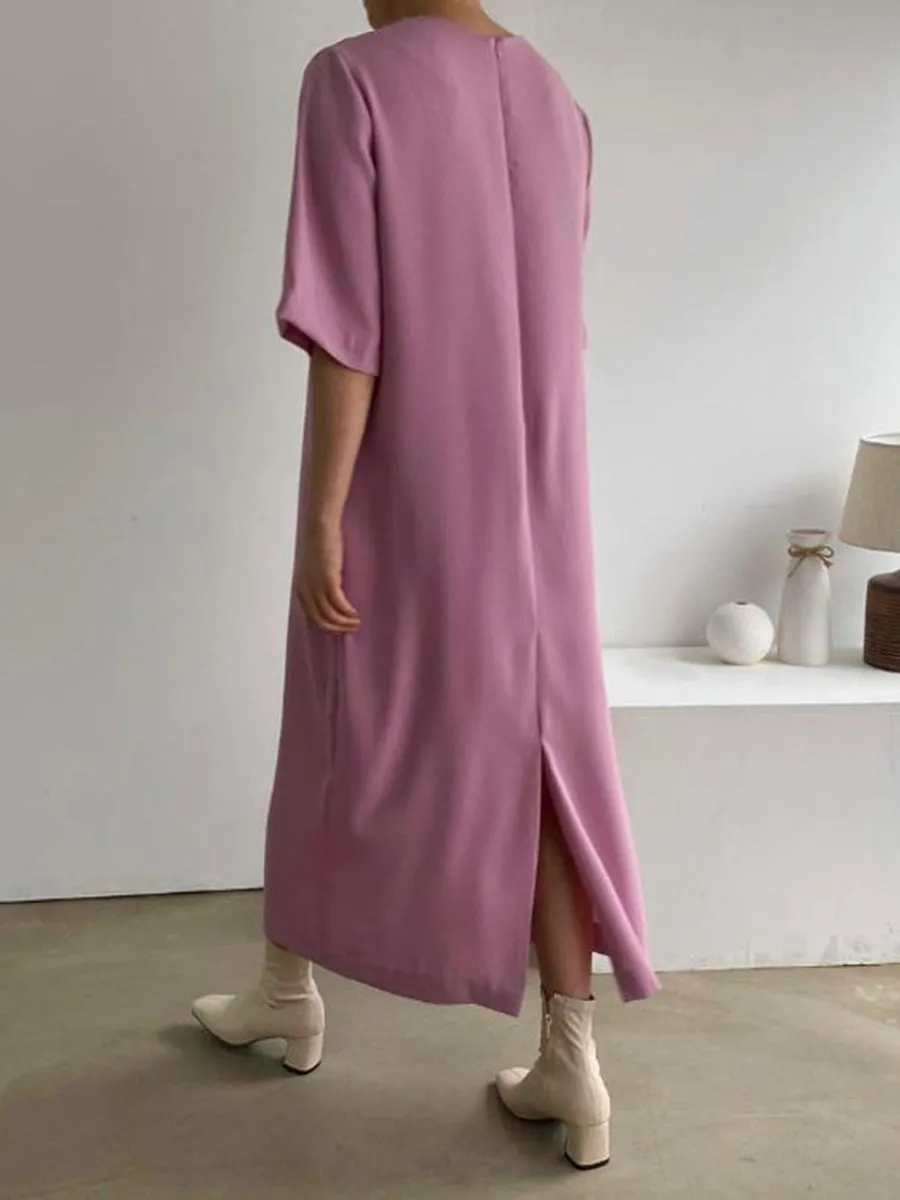 Simple And Loose Casual Comfortable Round Neck Maxi Dress