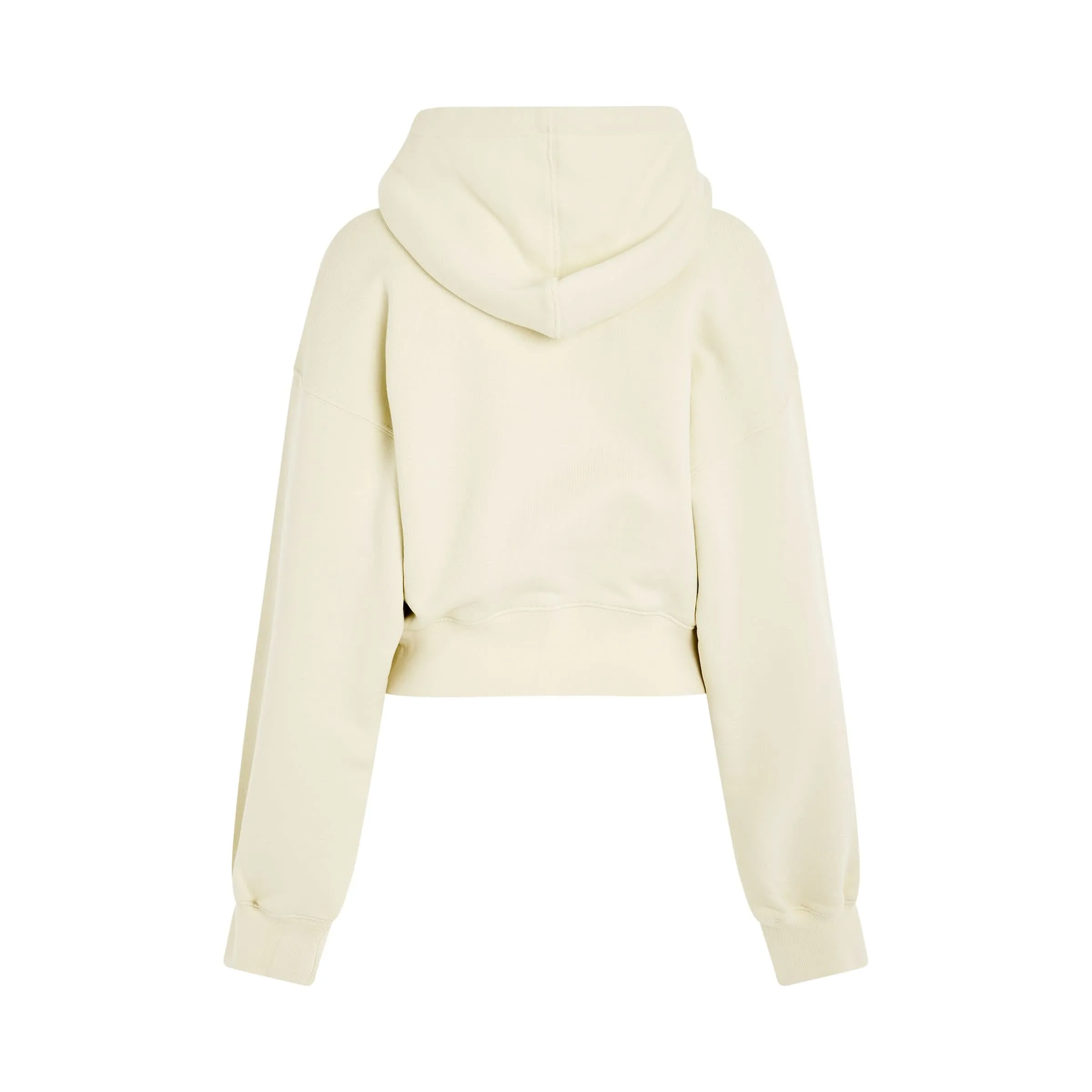 Small Arrow Pearl Crop Hoodie in Beige