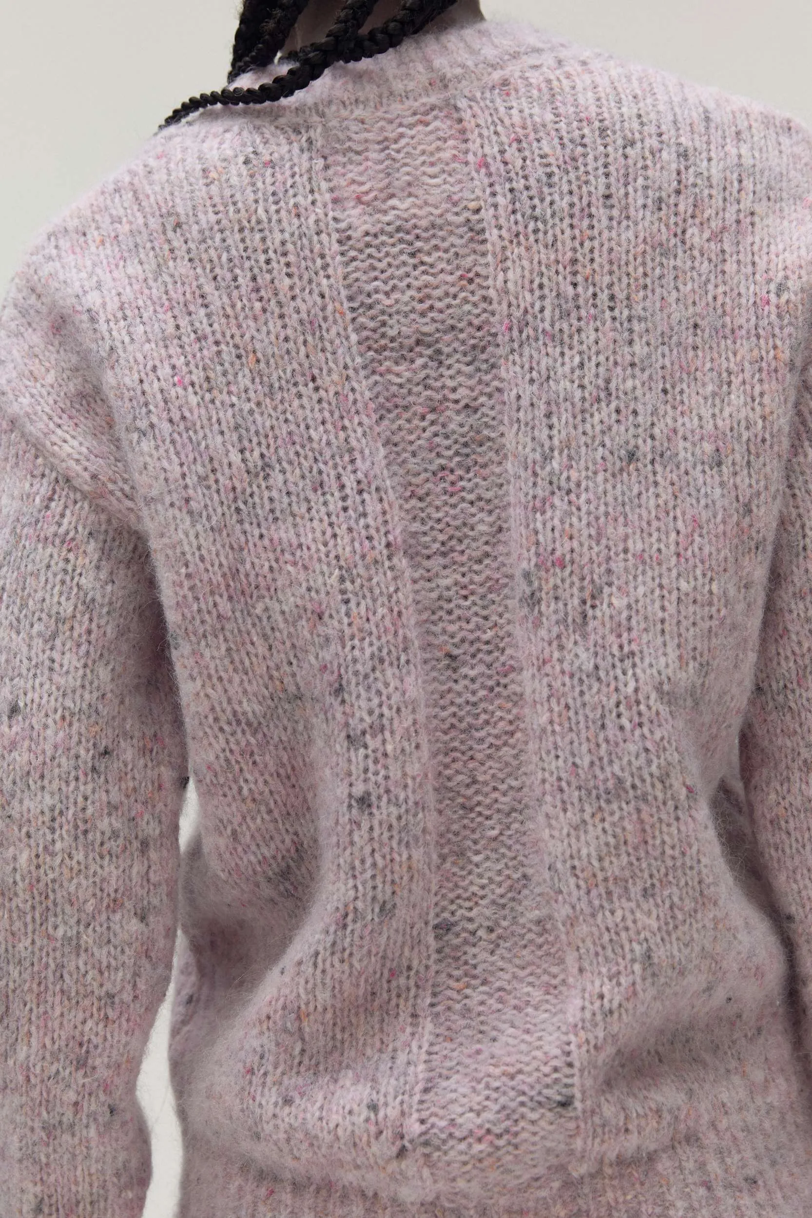 SOUSAN Mohair/Alpaca Crew Neck Sweater in Powder