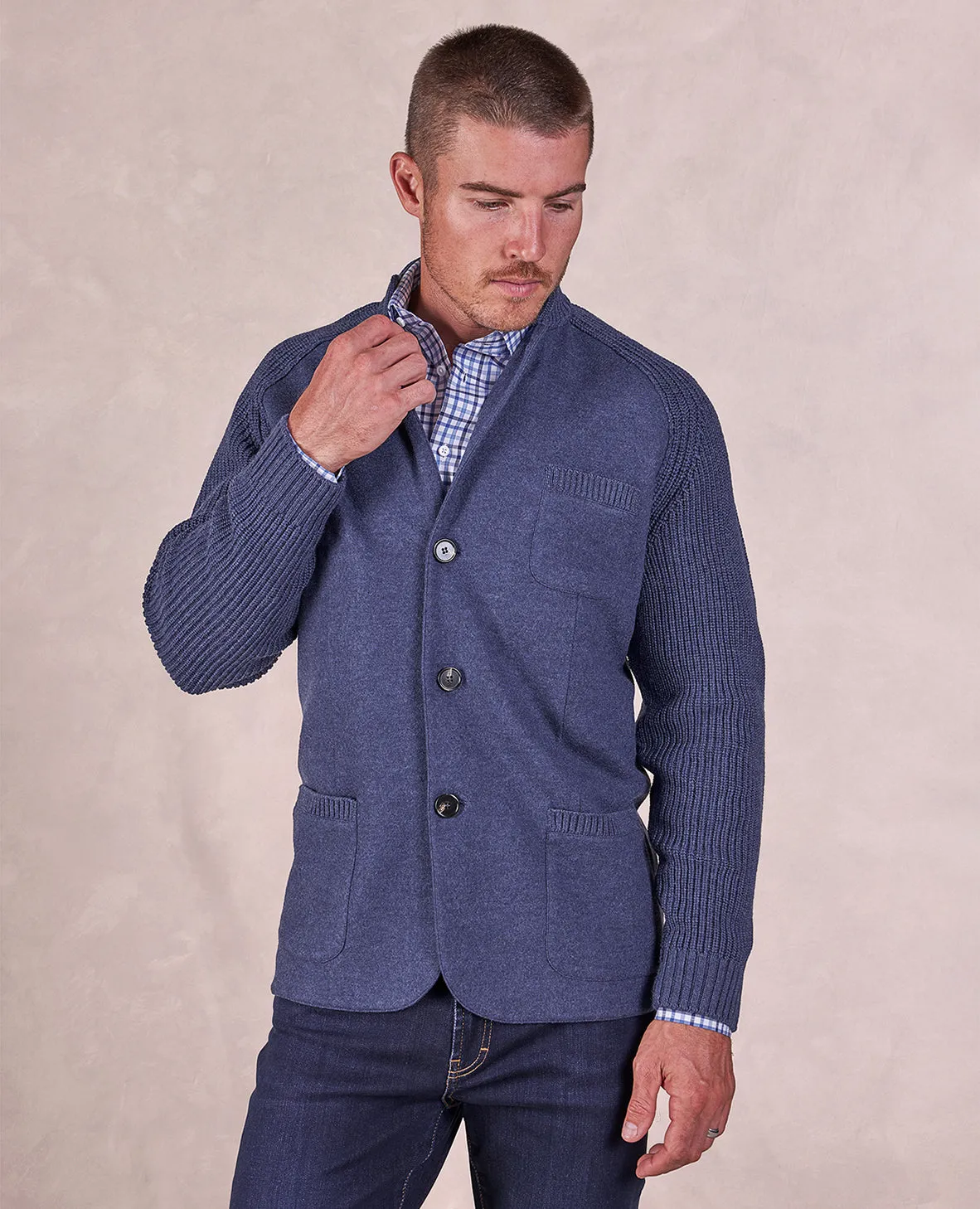 The Milano - Weekender Knit Jacket - Blue