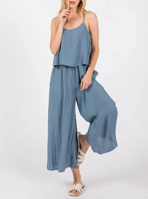 Tiffany Camisole Wide Leg Jumpsuit (Assorted Colors)