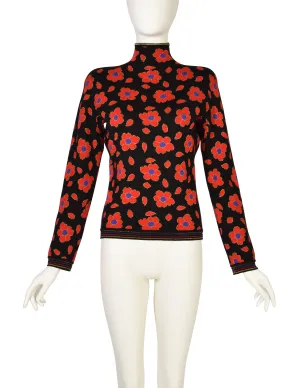 Ungaro Vintage Black Red Purple Gold Metallic Floral Sweater