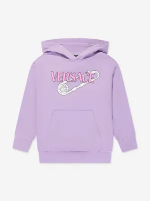 Versace Girls Safety Pin Logo Hoodie in Lilac