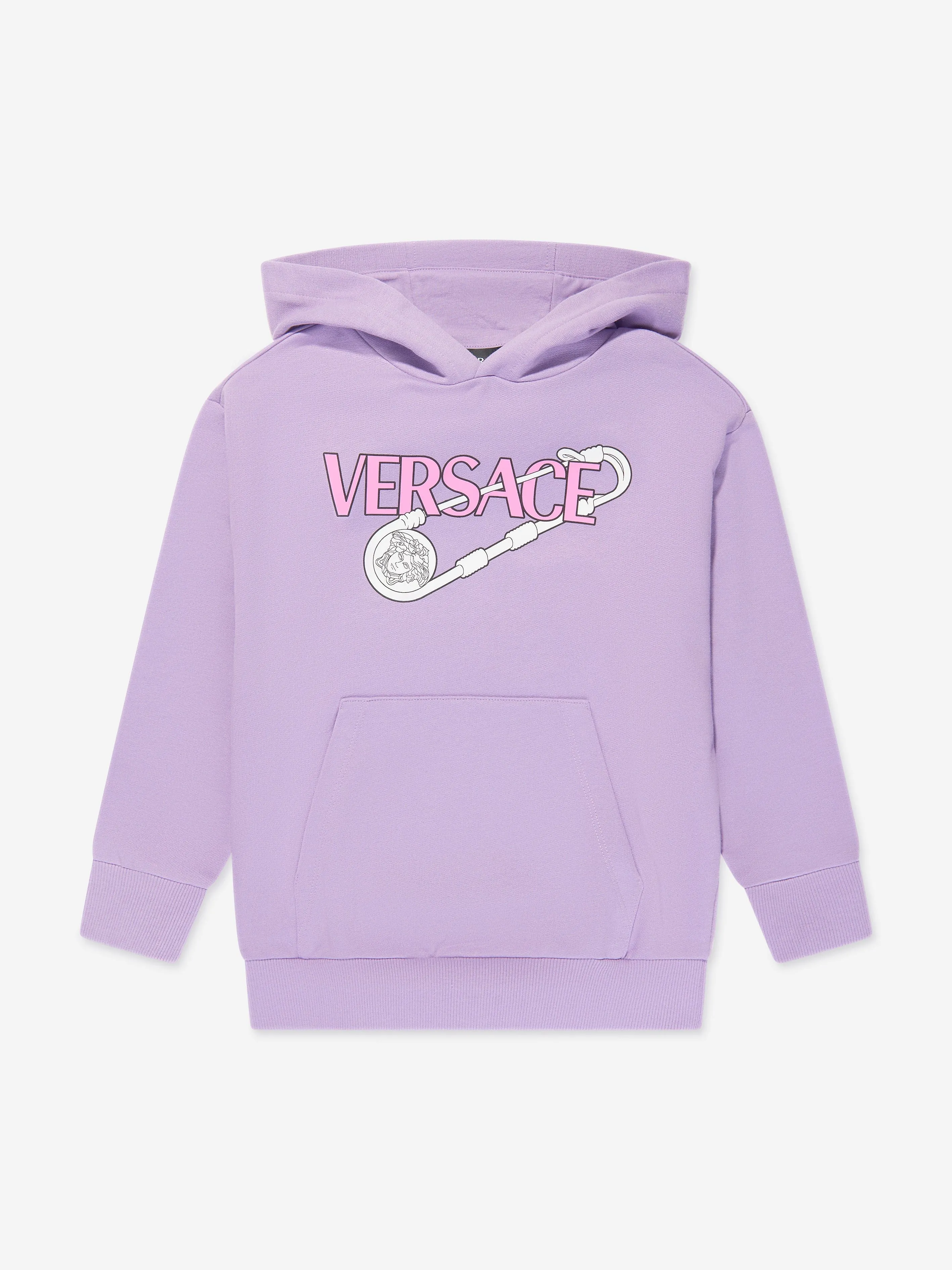 Versace Girls Safety Pin Logo Hoodie in Lilac