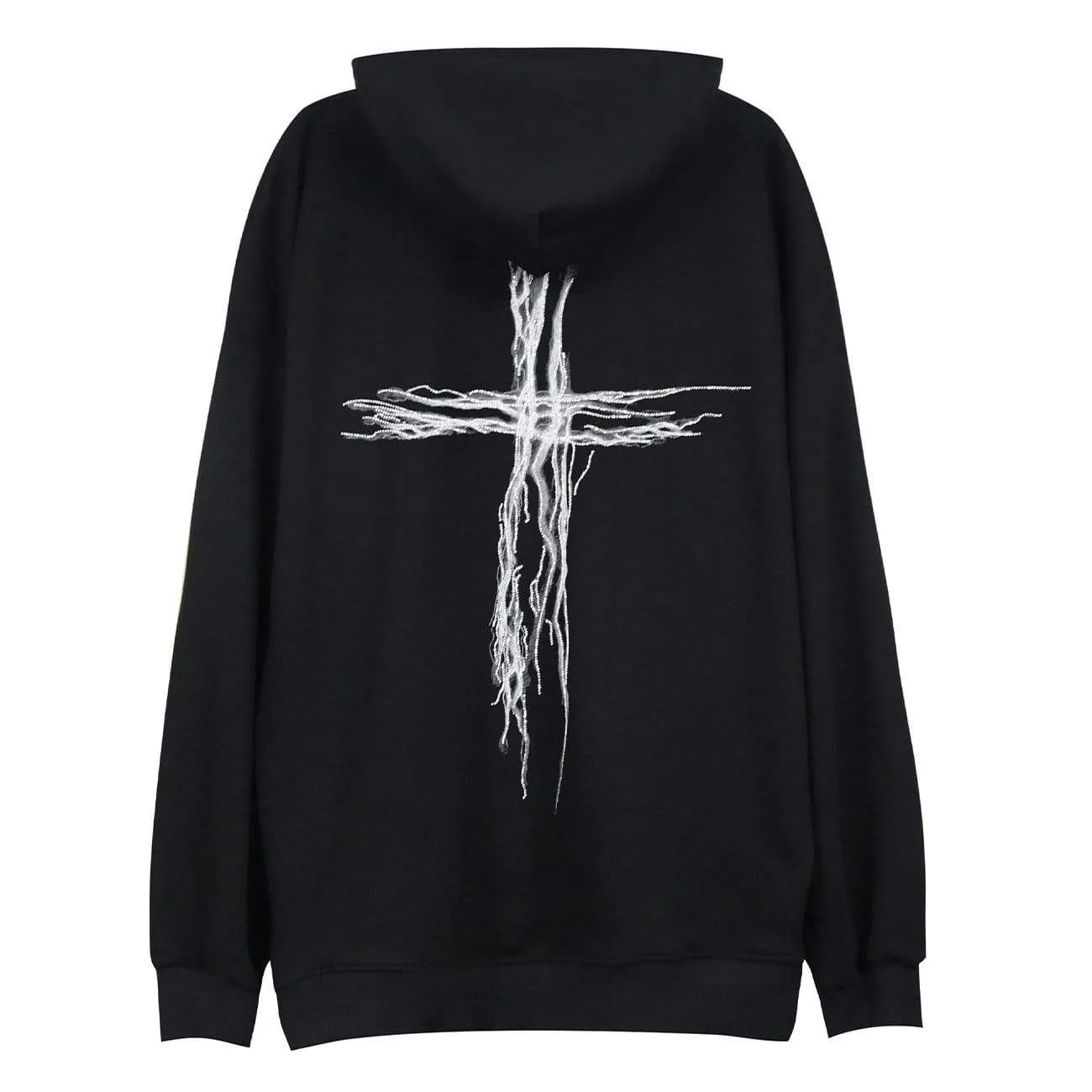 WLS Line Beaded Cross Print Hoodie