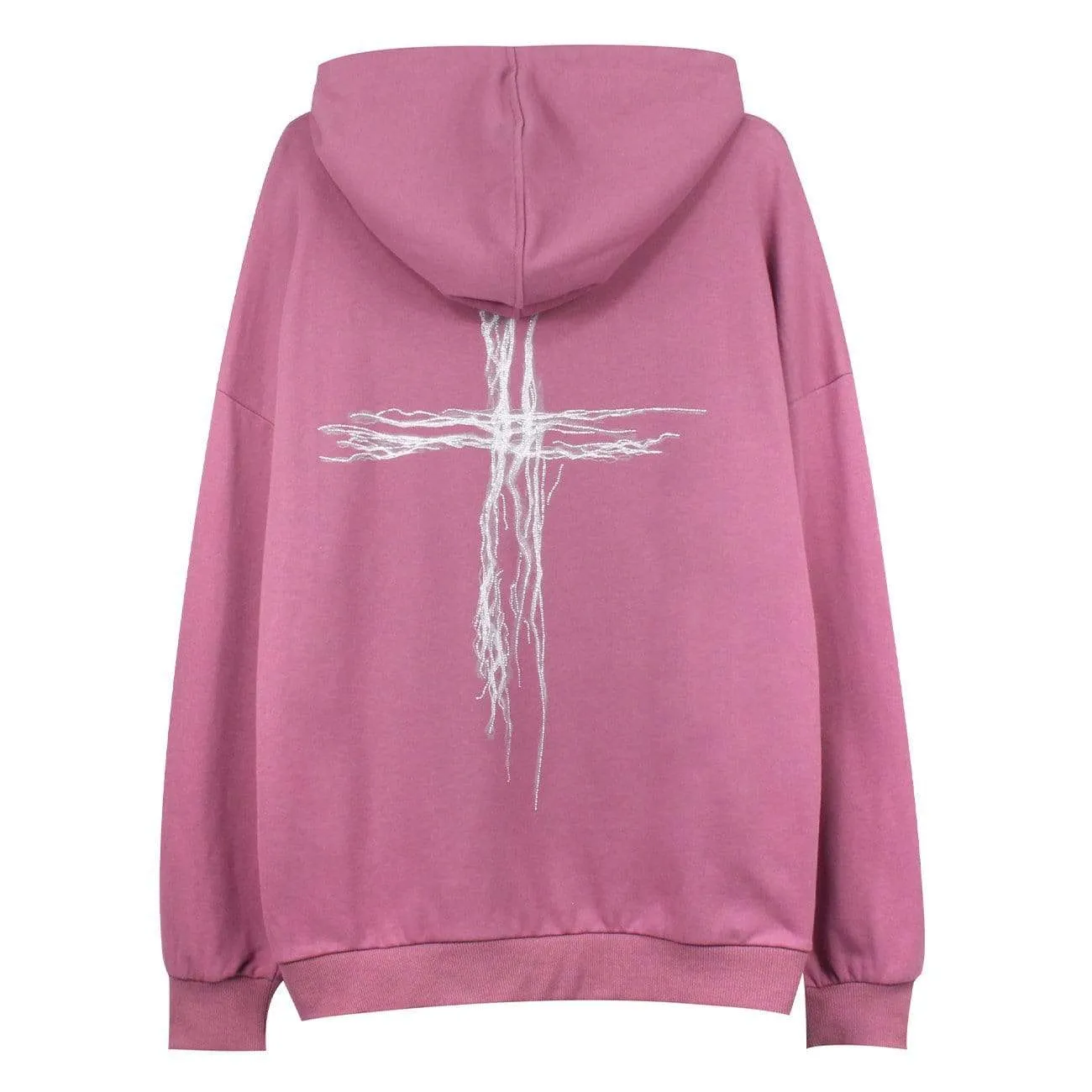 WLS Line Beaded Cross Print Hoodie