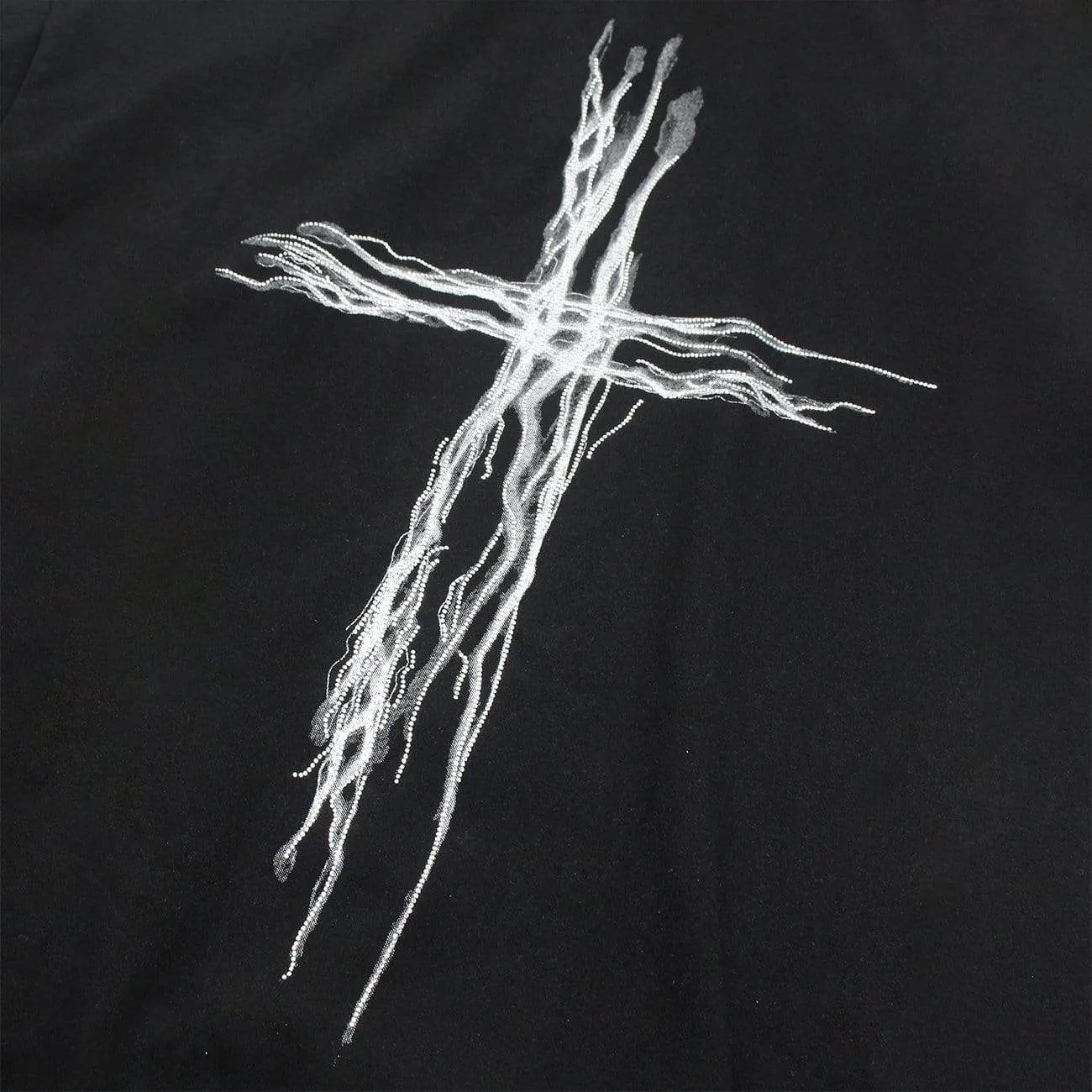 WLS Line Beaded Cross Print Hoodie