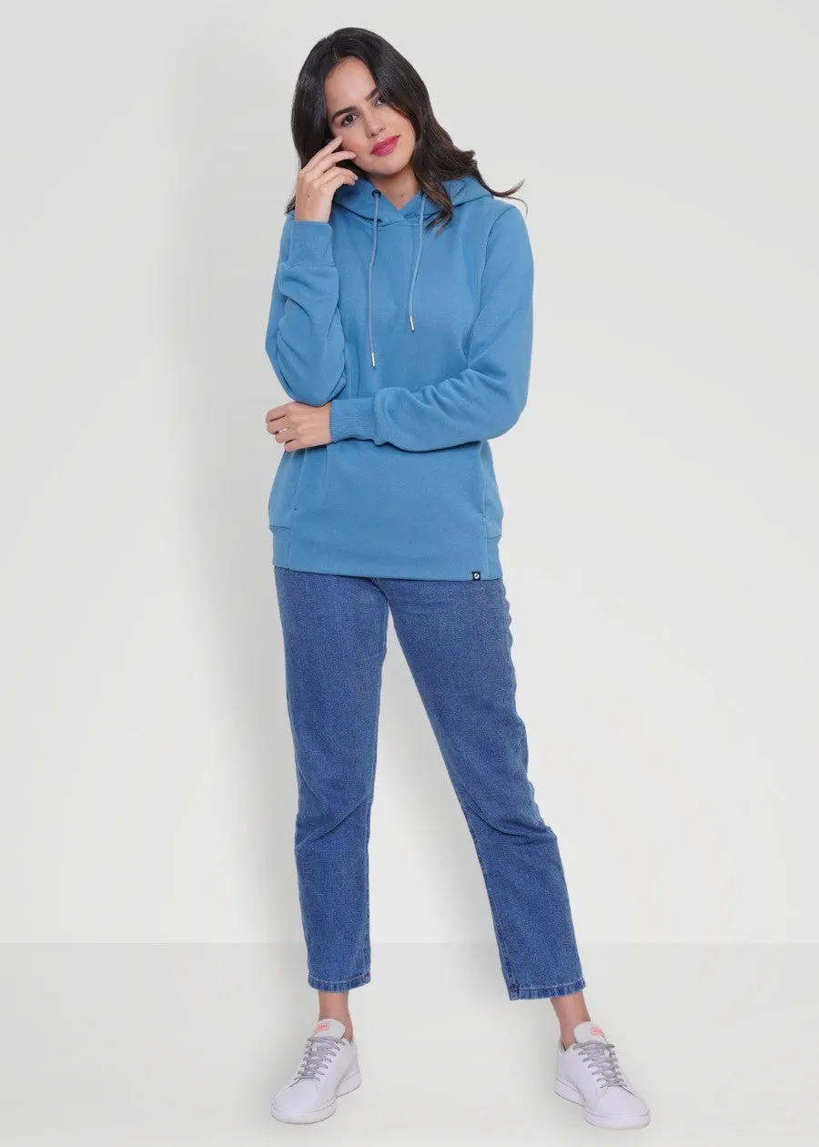 Women Fleece Hoodie Sweatshirt | Denim Blue | Pronk