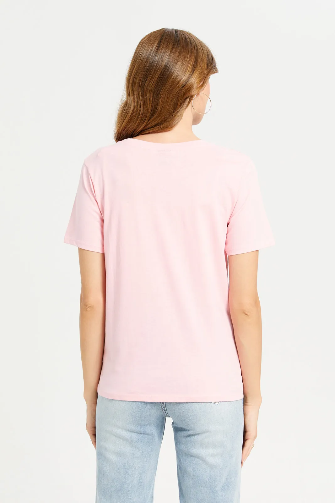 Women Pink We Bare Bears Printed T-Shirt