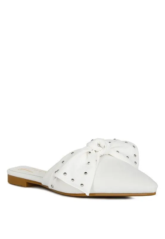 Yancy Studded Chic Bow Flat Mules