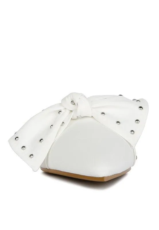 Yancy Studded Chic Bow Flat Mules