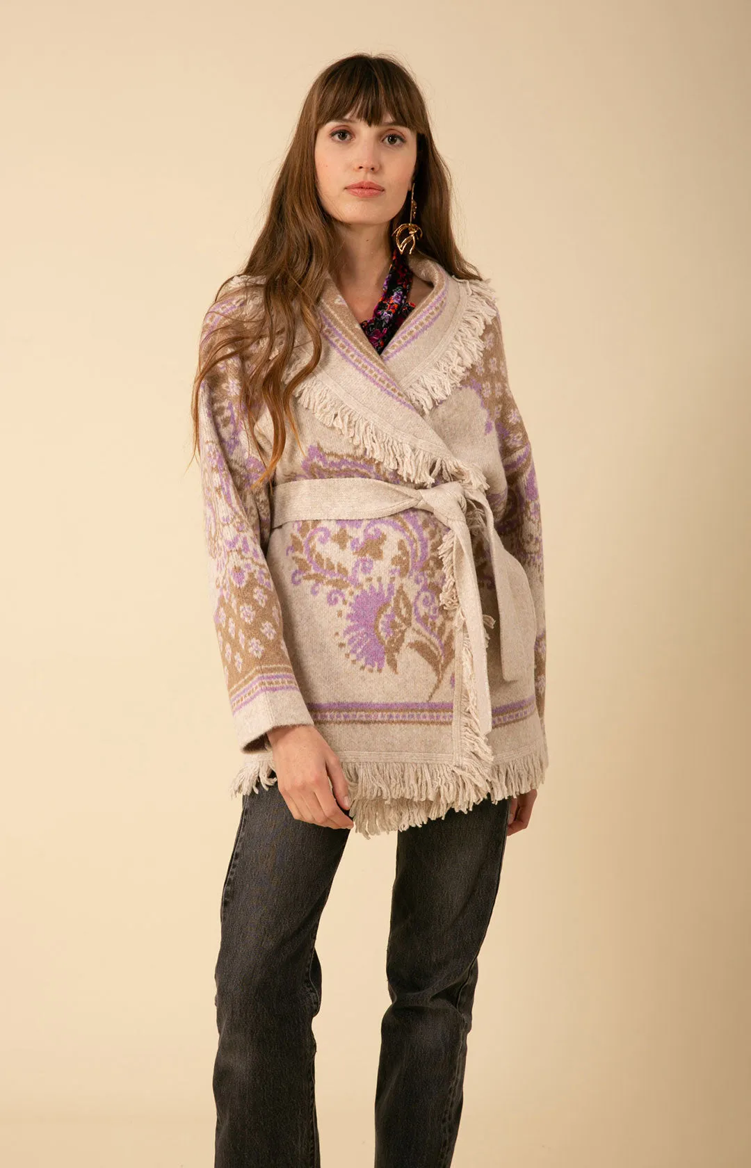 Zelie Wool Blend Wrap Sweater